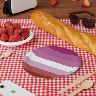 SlipperyJoe's lesbische Pride-Flagge feminine Geme Pappteller