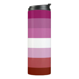SlipperyJoe's lesbische Pride-Flagge feminine Geme Thermosbecher