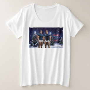 SlipperyJoes leuchtende Weihnachtsbäume zwei musku Große Größe T-Shirt