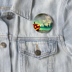 SlipperyJoe's leuchtender Kürbis-Halloween-Wa Button