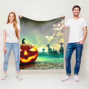 SlipperyJoe's leuchtender Kürbis-Halloween-Wa Fleecedecke