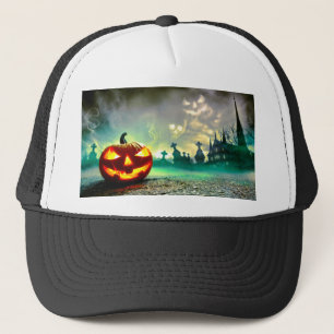 SlipperyJoe's leuchtender Kürbis-Halloween-Wa Truckerkappe