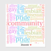 SlipperyJoe's LGBTQ+ Community Wortwolke Aufkleber (Blatt)