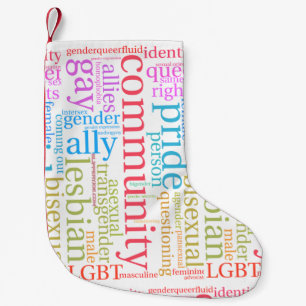 SlipperyJoe's LGBTQ+ Community Wortwolke Kleiner Weihnachtsstrumpf