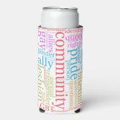 SlipperyJoe's LGBTQ+ Community Wortwolke Selters Dosenkühler (Seltzer Vorderseite)