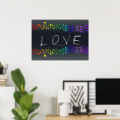 SlipperyJoe's Liebe Worte Regenbogendots Skribbled Poster (Heimbüro)