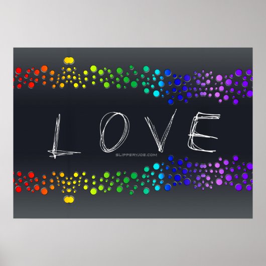 SlipperyJoe's Liebe Worte Regenbogendots Skribbled Poster (Vorne)