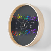 SlipperyJoe's Liebe Worte Regenbogendots Skribbled Uhr (Winkel)