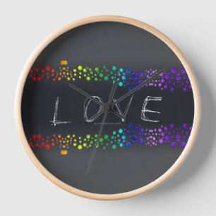 SlipperyJoe's Liebesworte Regenbogenpunkte gekritz Uhr