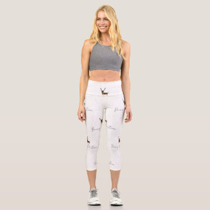 SlipperyJoe's Linienkunst-Silhouette Rentier minim Capri Leggings