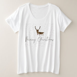 SlipperyJoe's Linienkunst-Silhouette Rentier minim Große Größe T-Shirt