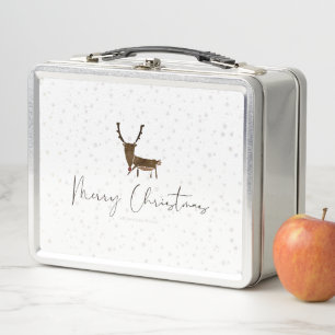 SlipperyJoe's Linienkunst-Silhouette Rentier minim Metall Brotdose