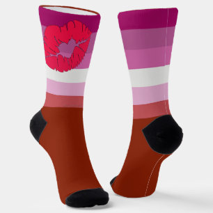 SlipperyJoe's Lipstick Lesbische Pride Flag Schwul Socken
