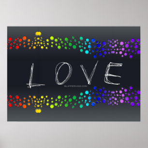 SlipperyJoe's Love words rainbow dots scribbled da Poster