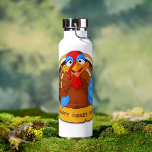 SlipperyJoe's lustige Cartoon-Thanksgiving-Gestalt Trinkflasche