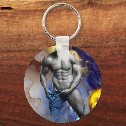 SlipperyJoe's Man Dampfschienenlose abs-Sechspack- Schlüsselanhänger (Vorderseite)