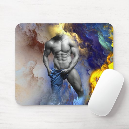 SlipperyJoe's Man steamy shirtless abs sixpack put Mousepad (Mit Mouse)