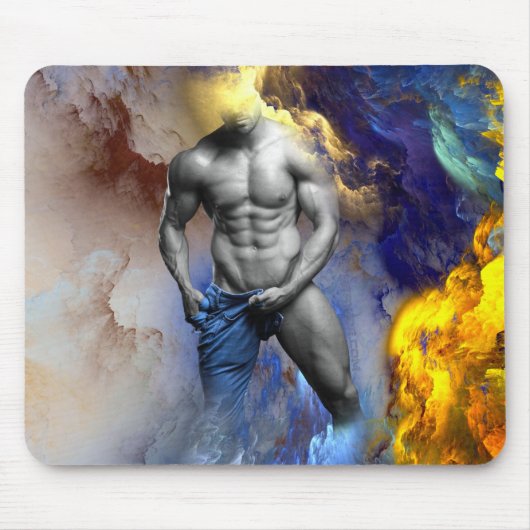 SlipperyJoe's Man steamy shirtless abs sixpack put Mousepad (Vorne)
