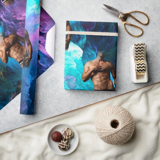 SlipperyJoe's Man underwear bulge purple blue abst Geschenkpapier (Kunsthandwerk)