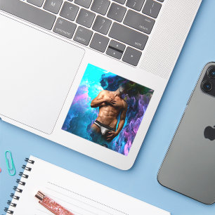 SlipperyJoe's Man-Unterwäsche-Wölbung lila blaue A Aufkleber