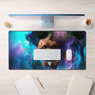 SlipperyJoe's Man-Unterwäsche-Wölbung lila blaue A Schreibtischunterlage