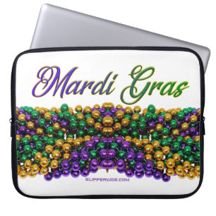 SlipperyJoe's Mardi Gras Bead Necklaces lila gol Laptopschutzhülle