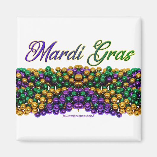 SlipperyJoe's Mardi Gras Bead Necklaces lila gol Magnet (Vorne)