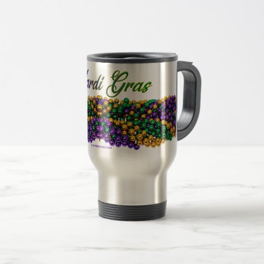 SlipperyJoe's Mardi Gras Bead Necklaces lila gol Reisebecher (VorderseiteRechts)