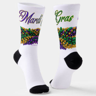 SlipperyJoe's Mardi Gras Bead Necklaces lila gol Socken