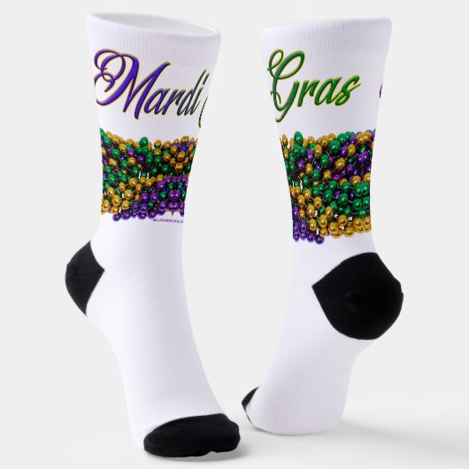 SlipperyJoe's Mardi Gras Bead Necklaces lila gol Socken (Gewinkelt)