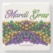 SlipperyJoe's Mardi Gras Bead Necklaces lila gol Steinuntersetzer (Vorderseite)