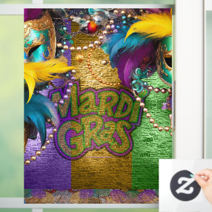 SlipperyJoe's Mardi Gras Bead Necklaces verdoppelt Fensteraufkleber