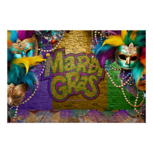 SlipperyJoe's Mardi Gras Bead Necklaces verdoppelt Poster