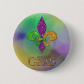 SlipperyJoe's Mardi Gras Festival glittery fleur-d Button (Vorderseite)