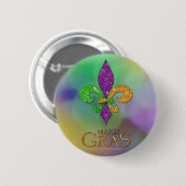 SlipperyJoe's Mardi Gras Festival glittery fleur-d Button (Vorne & Hinten)