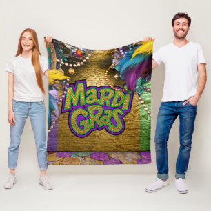 SlipperyJoe's Mardi-Gras-Grafikdoppelbänder Fleecedecke
