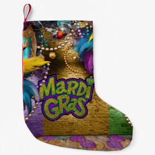 SlipperyJoe's Mardi-Gras-Grafikdoppelbänder Kleiner Weihnachtsstrumpf