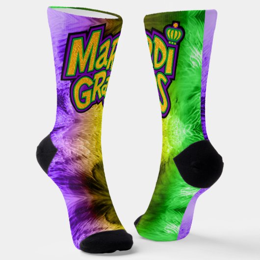 SlipperyJoe's Mardi Gras Kronen lila Goldgrün w Socken (Gewinkelt)