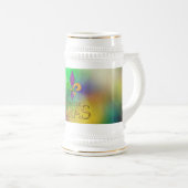 SlipperyJoe's Mardi Gras lila goldgrünes Fleur-d Bierglas (VorderseiteRechts)