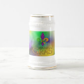 SlipperyJoe's Mardi Gras lila goldgrünes Fleur-d Bierglas (Mittel)