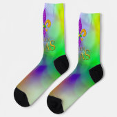 SlipperyJoe's Mardi Gras lila goldgrünes Fleur-d Socken (Linkes Detail)