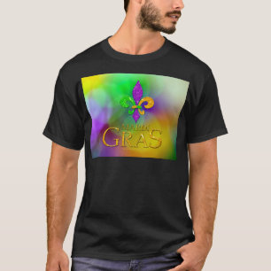 SlipperyJoe's Mardi Gras lila goldgrünes Fleur-d T-Shirt