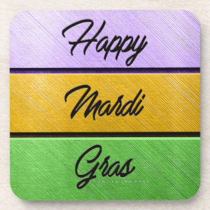 SlipperyJoe's Mardi Gras lila goldgrünes Metall s Getränkeuntersetzer