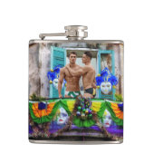 SlipperyJoe's Mardi Gras Männer lila goldgrüner Ba Flachmann (Vorderseite)