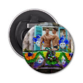 SlipperyJoe's Mardi Gras Männer lila goldgrüner Ba Flaschenöffner (Vorderseite)