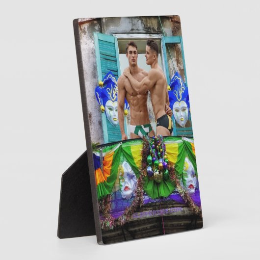 SlipperyJoe's Mardi Gras Männer lila goldgrüner Ba Fotoplatte (Seite)