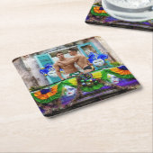 SlipperyJoe's Mardi Gras Männer lila goldgrüner Ba Rechteckiger Pappuntersetzer (angewinkelt)