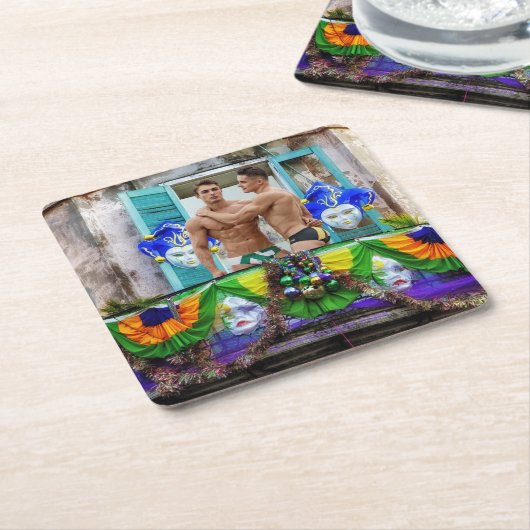 SlipperyJoe's Mardi Gras Männer lila goldgrüner Ba Rechteckiger Pappuntersetzer (angewinkelt)