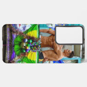 SlipperyJoe's Mardi Gras Männer lila goldgrüner Ba Samsung Galaxy Hülle (Linke Seite)