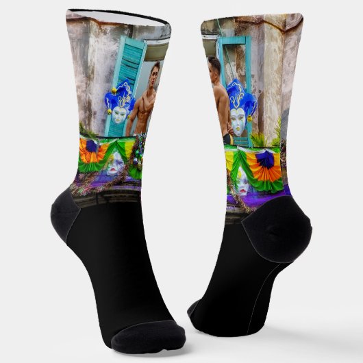 SlipperyJoe's Mardi Gras Männer lila goldgrüner Ba Socken (Gewinkelt)